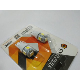 Лампочка без цок.Т10  5LED 5050 12V Cyclone 038 65lumen