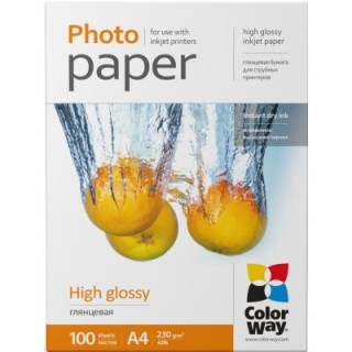 Фотобумага ColorWay A4 230г Glossy 100ст. (PG230100A4)