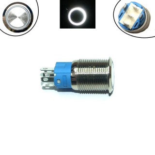Кнопка 16мм фиксирующаяся, 12-24В, белый LED, 5pin, 16A-DZ