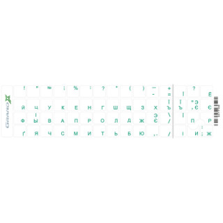 Наклейка на клавиатуру Grand-X 60 keys transparent protection Cyrillic green (GXTPGW)