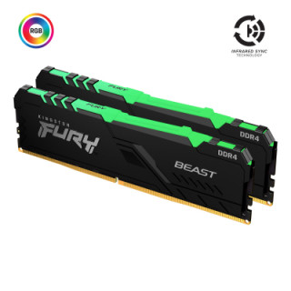 Модуль памяти для компьютера DDR4 16GB (2x8GB) 3600 MHz Fury Beast RGB Kingston Fury (ex.HyperX) (KF436C17BBAK2/16)