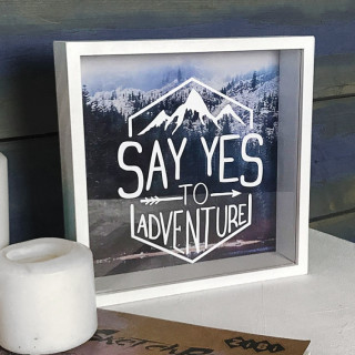 Деревянная копилка для денег Say yes to adventure