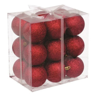 Елочная игрушка Jumi 18 шт (6 см) с блестками, красный (5900410791206)