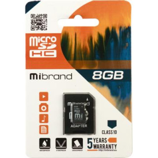 Карта памяти Mibrand 8GB microSDHC class 10 (MICDHC10/8GB-A)