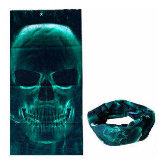 Бафф бандана-трансформер, шарф из микрофибры, 15 зеленый череп