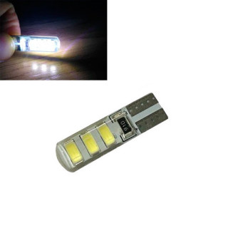 2х LED T10 W5W лампа в автомобиль, 6 SMD 5630 5730 с обманкой, в силиконе