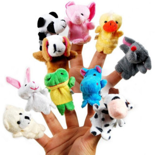 10x Мягкая игрушка на палец, животные, кукольный театр