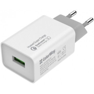 Зарядное устройство ColorWay 1USB Huawei Super Charge/Quick Charge 3.0, 4A (20W) (CW-CHS014Q-WT)