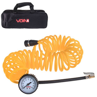 Шланг воздушный спиральный 7,5м. с ман./дефлятор жетый в сумке VOIN VP-104