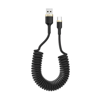 Дата кабель USB 2.0 AM to Type-C 1.0m spiral black ColorWay (CW-CBUC051-BK)