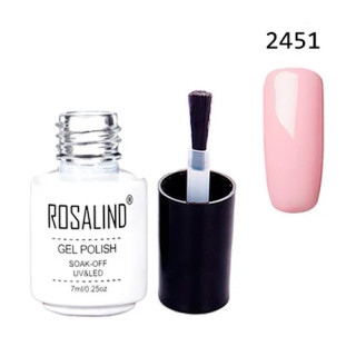 Гель-лак для ногтей маникюра 7мл Rosalind, шеллак, 2451 розовый нюд