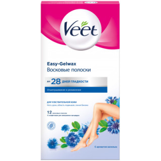 Восковые полоски Veet Easy-Gelwax для чувствительной кожи 12 шт. (5900627027259/4680012390953)