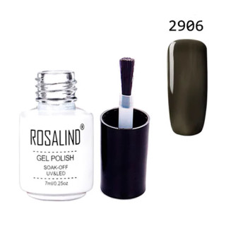 Гель-лак для ногтей маникюра 7мл Rosalind, шеллак, 2906 темно-серый