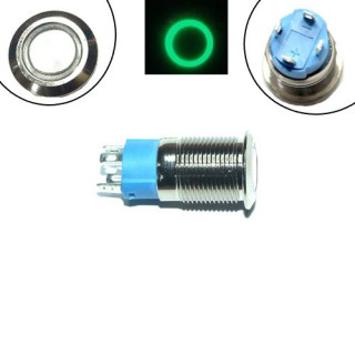 Кнопка 12мм фиксирующаяся, 12-24В, зеленый LED, 4pin, 12A-DZ