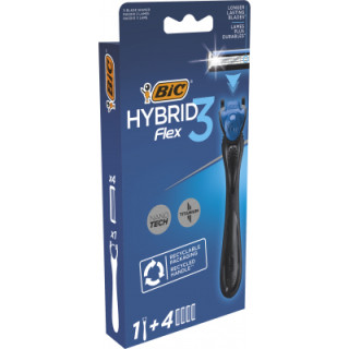 Бритва Bic Flex 3 Hybrid с 4 сменными картриджами (3086123644939)